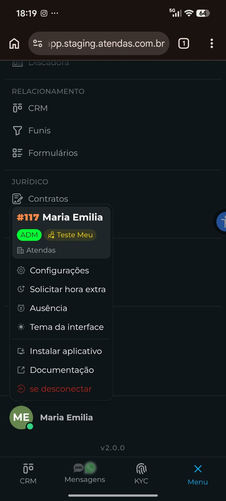 Imagem dos módulos em celular